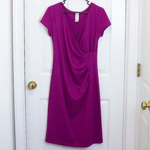 Magenta Short Sleeve  Deep Neckline Dress Size M
